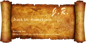 Justin Romulusz névjegykártya